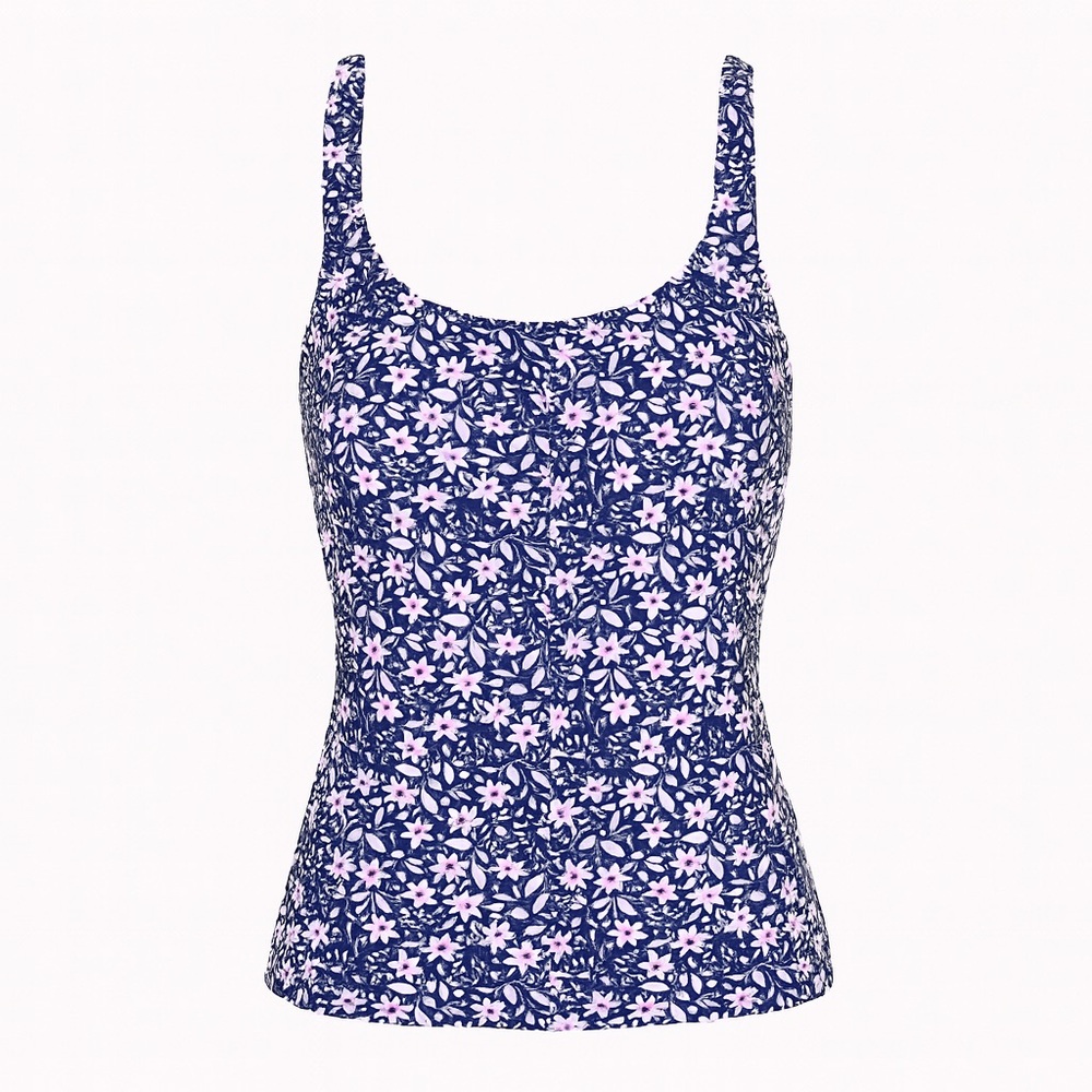 NWT Gottex Couture Tankini Navy White Delicate Flowers Tankini Size 8